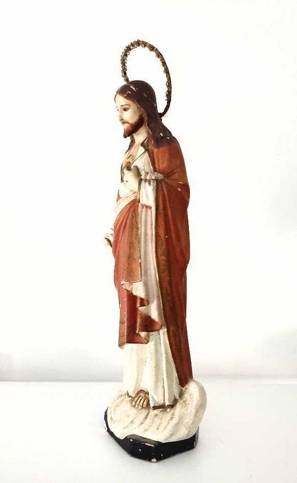 Sagrado Coração de Jesus em terracota e olhos em vidro