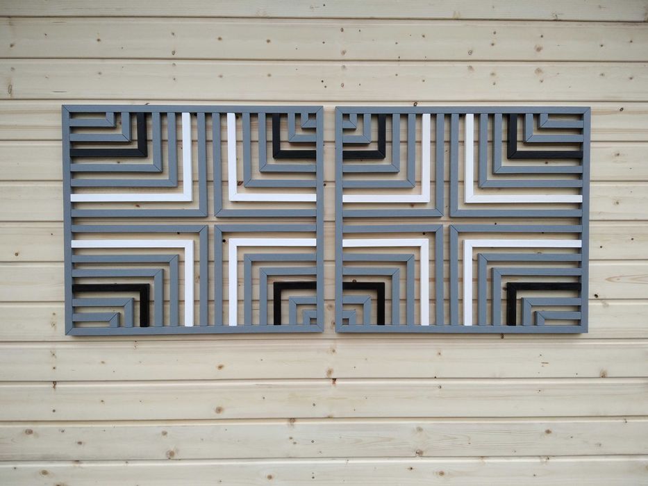 Dyptyk 2- częściowy ażurowy obraz z drewna 142 x 63 cm.