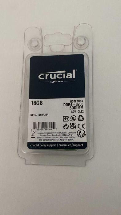 Memória RAM  (1x16 GB - 3200 MHz) CRUCIAL CT16G4SFRA32A