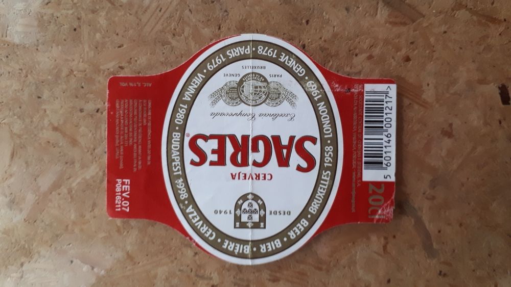 Rótulo cerveja Sagres de 2007