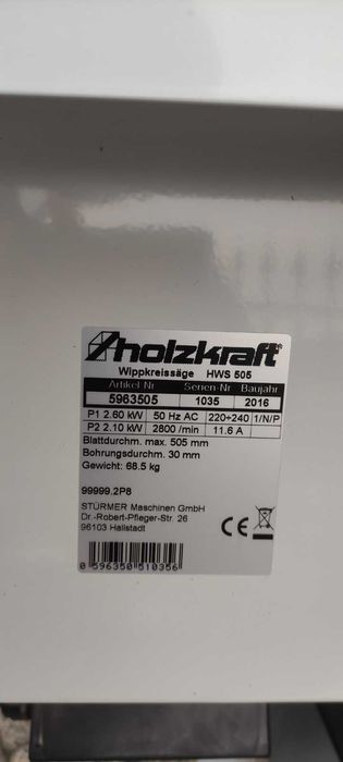 Piła tarczowa wahadłowa Holzkraft HWS 505