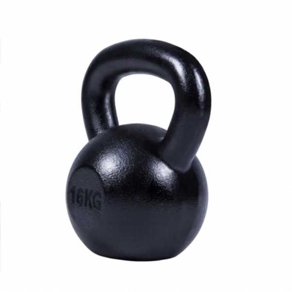 Kettlebell żeliwny 16 kg, czarny