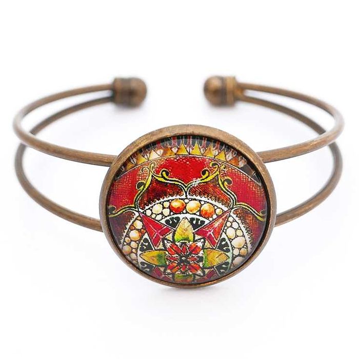 Bransoletka damska wsuwana indyjska MANDALA metal miedziana boho indie