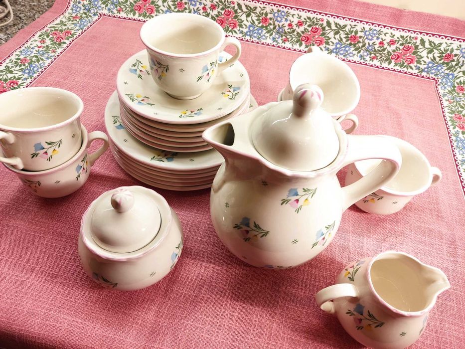 Serwis kawowy porcelanowy dla 6 osób Schramberger Majolika