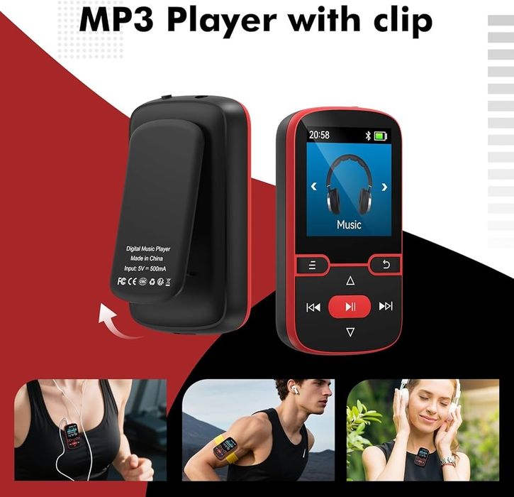 64 ГБ Bluetooth 5.3 MP3-плеер с зажимом, MP3-плеер - диктофон
