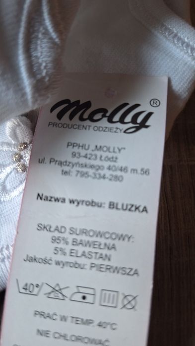 Bluzka biała bawełniana z kołnierzykiem 86/92 Molly