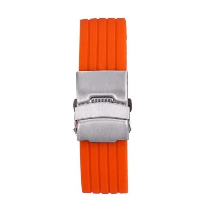 Bracelete Borracha Laranja 20mm 22mm 24mm Fecho Báscula