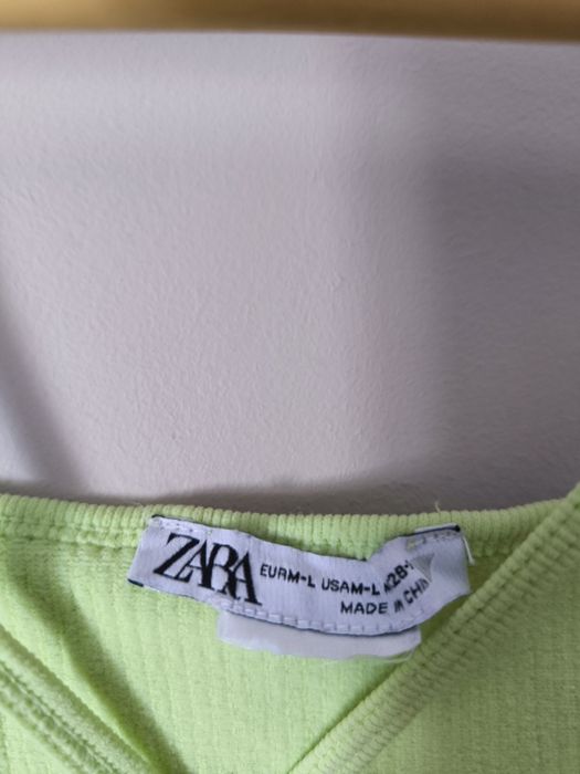 Crop top prążek Zara L bluzka na ramiączkach konik morski elastyczna