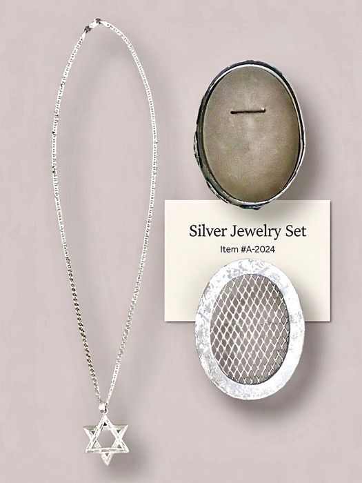 Масивний набір зі срібла 925: кулон Маген Давид та ланцюжок (Єрусалим)