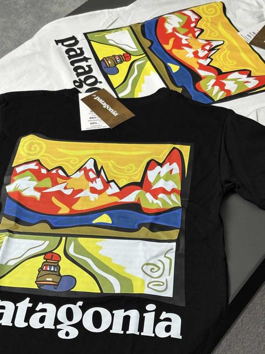 Футболка PATAGONIA Retro Road — Черная / Белая — Майка Патагония