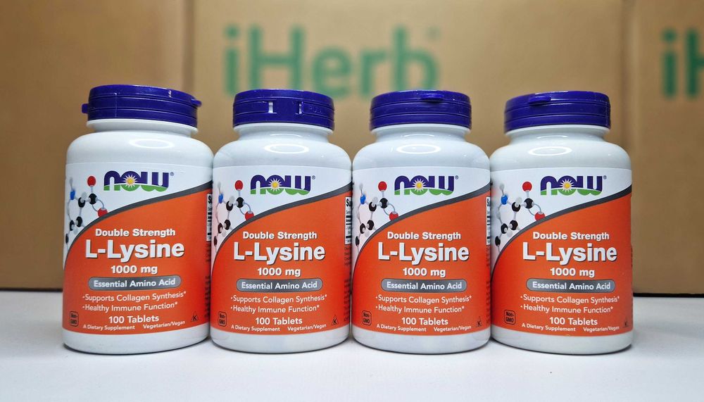 L-лизин Now Foods (L-lysine), 1000 мг, 100 та 250 таблеток