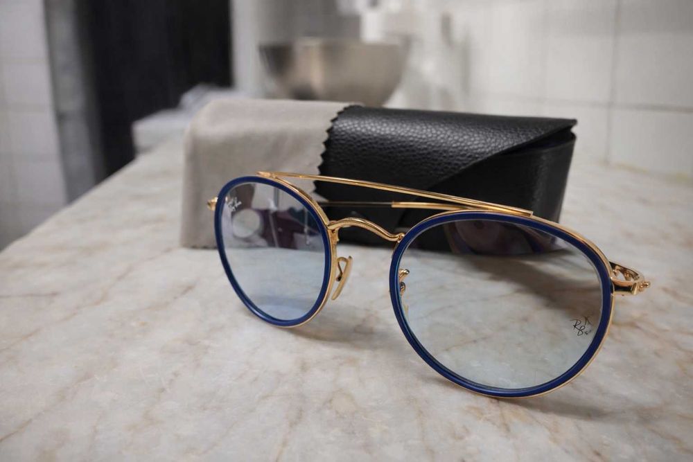 Ray-Ban RB3647N Round Double Bridge – Azul degradê – Impecáveis