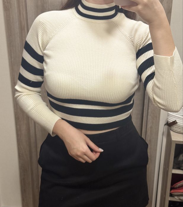 Гольф светр полосатий білий турція віскоза