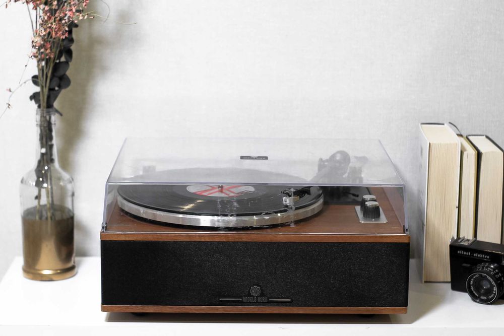 Вініловий програвач Angel Horn Wood з Bluetooth, голка Audio-Technica