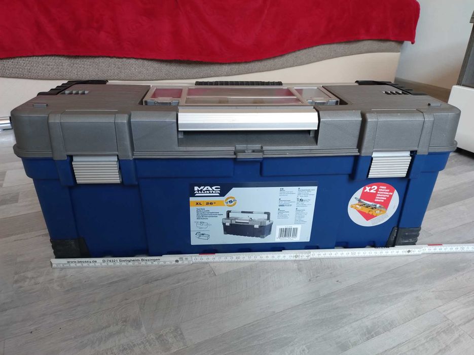 Duża skrzynka narzędziowa MacAllister XL 26" z organizerem – Stan BDB!