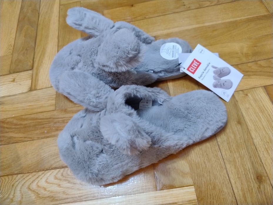 Łapcie damskie 38 nowe łapcie króliki
