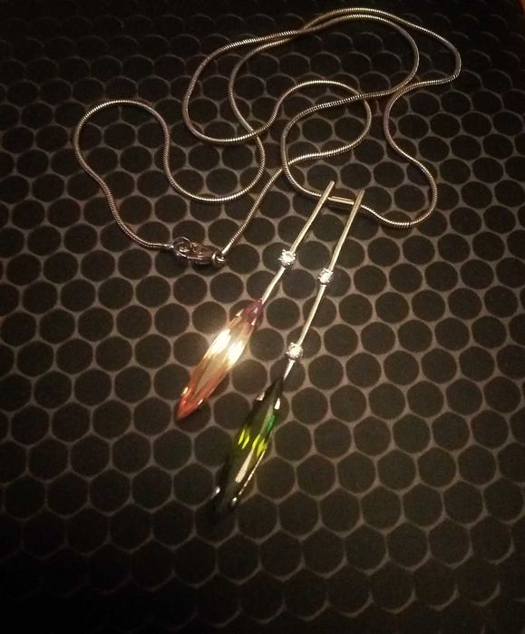 Серебряные колье,крест и подвеска с  цветными фионитами,925пр.Италия