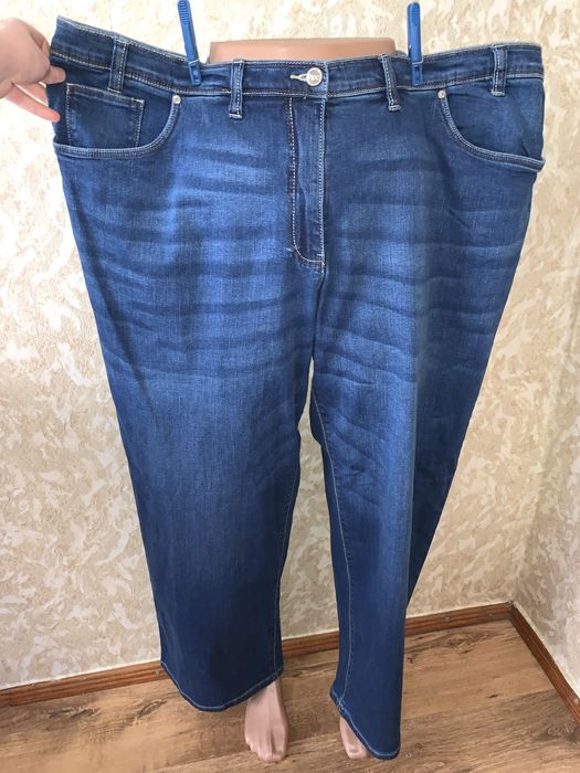 Джинси штани стрейчеві супер батал великий розмір прямого крою бавовна