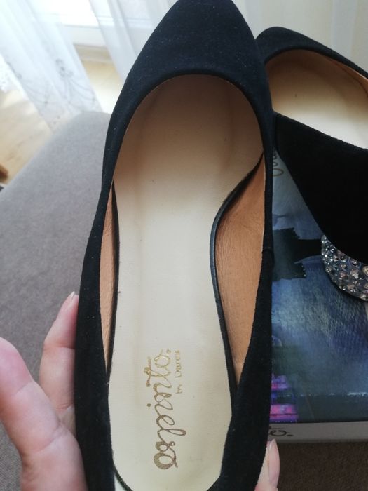 Czółenka, baleriny r 36 skóra zamszowa, 23 cm, Espinto, alma en pena