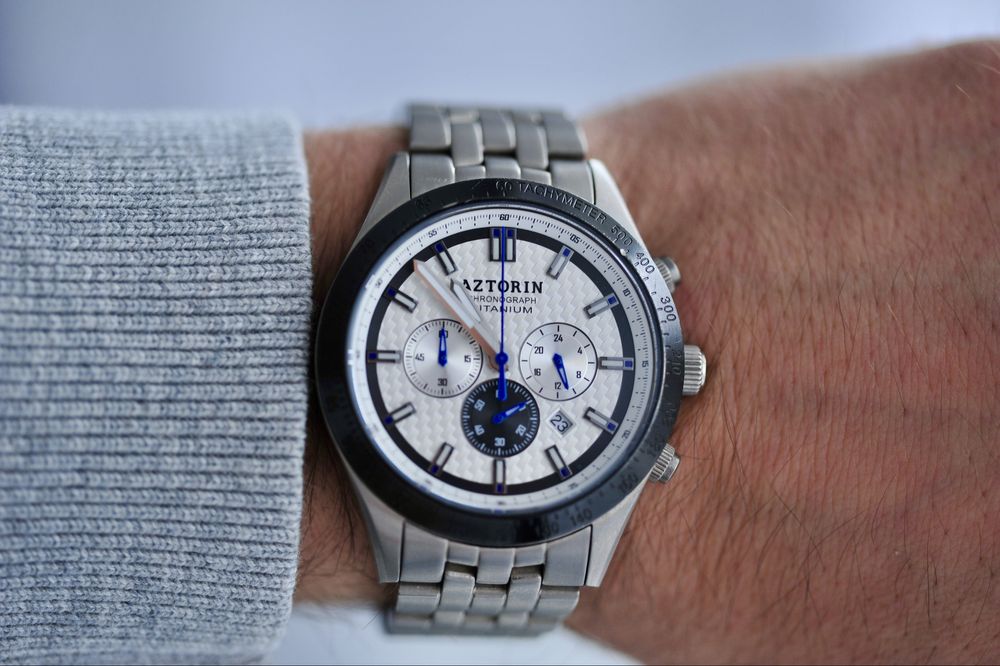 Tytanowy zegarek AZTORIN SPORT chronograph szafir tytan