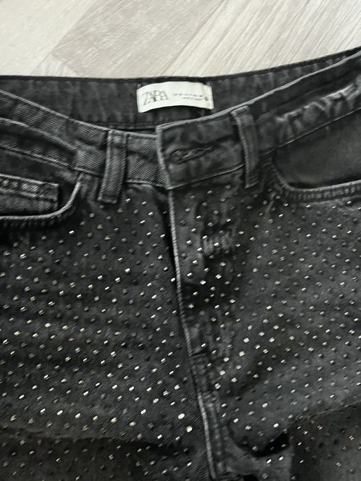 Zara dzinsy jeansy spodnie cyrkonie dzety blyszczace 36 nowe