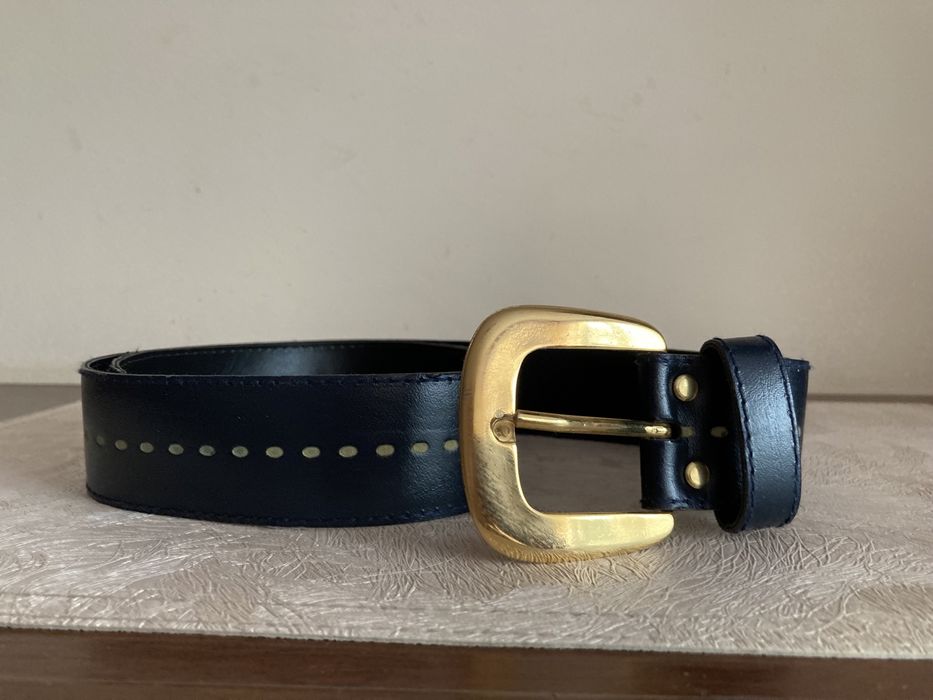 Pasek czarny ze złotą sprzączką, nowy