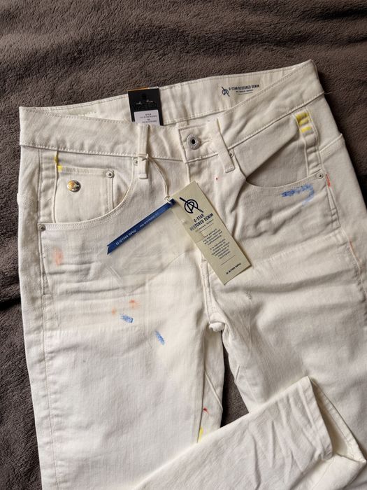 Nowe jeansy G-Star Raw Restored Mid Boyfriend 26/30 z metką paint splatter