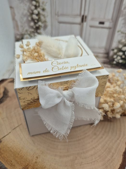 ExplodingBox elegancki pamiątka Czy Zostaniesz Moją Chrzestną złoto