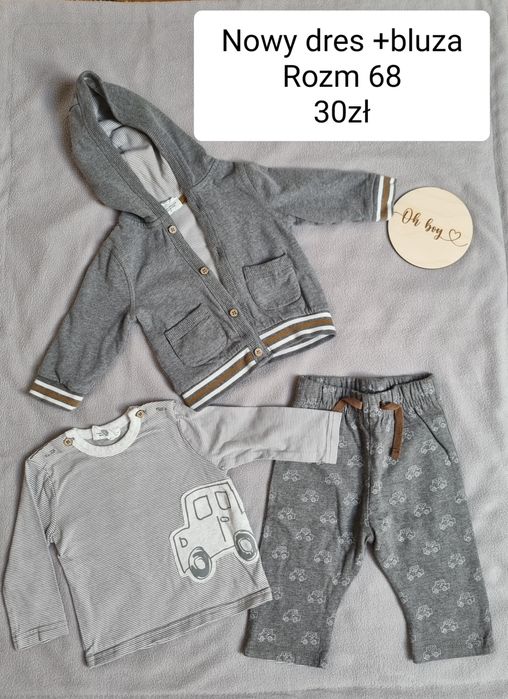 Nowy dres + bluza z kapturem 68rozm