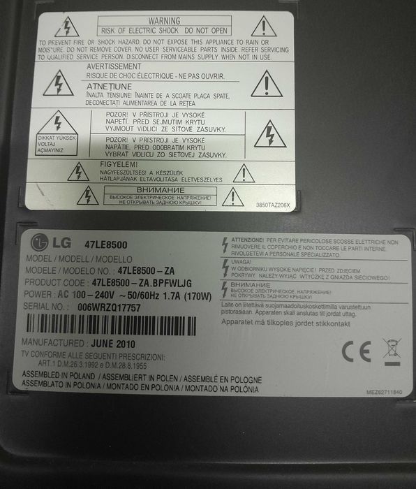 Televisão LG_47E8500 vendo as peças