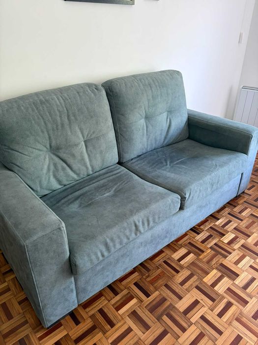 Sofá 3 Lugares "Jade" Verde Água (Feira dos Sofás) – Ótimo Estado
