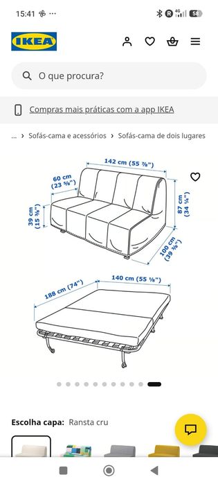 Vendo sofá cama IKEA Lyckesele Lovas com duas capas como novo