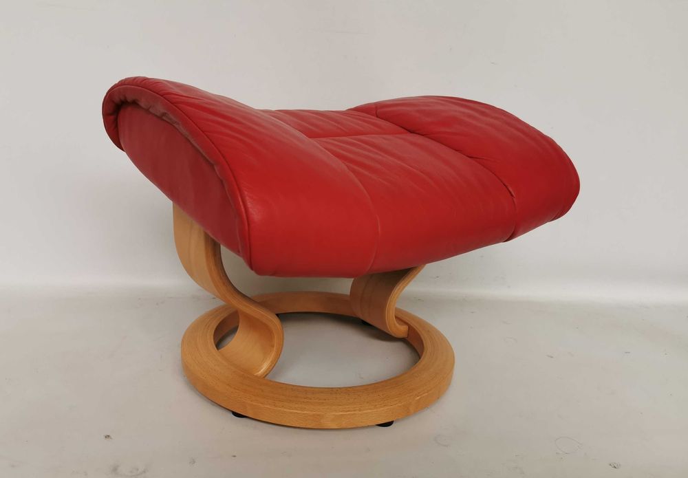 pufa podnóżek SKÓRA skórzany Ekornes stressless 56x38x41 czerwony