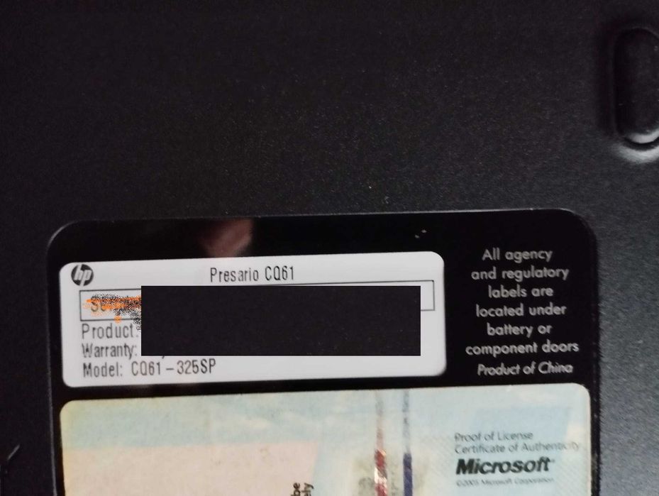 Notebook Compaq Presario CQ61 HP, a funcionar