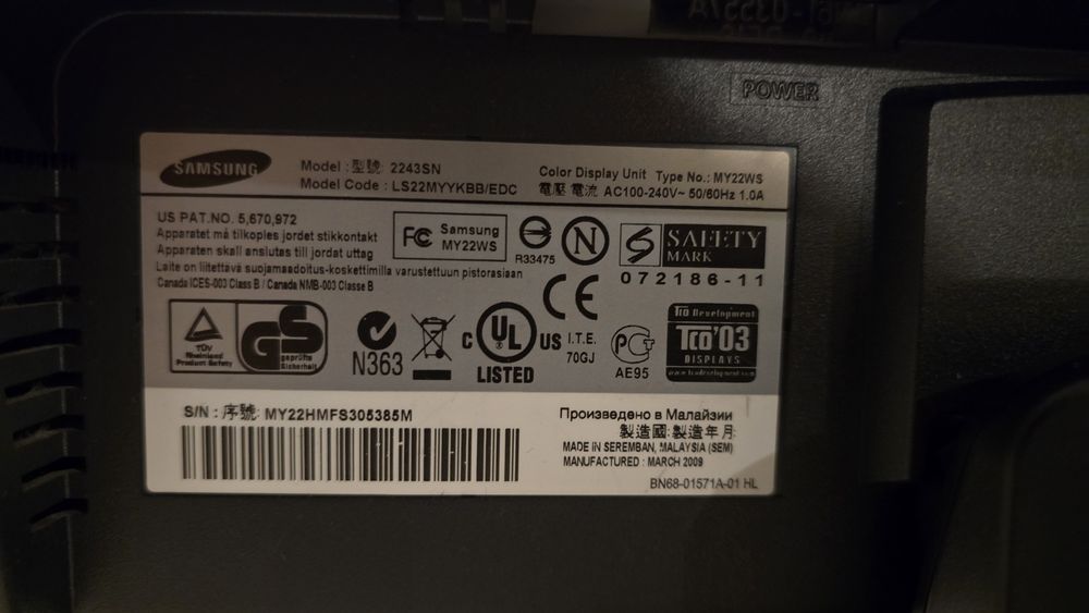 Monitor VGA Samsung  22 Polegadas
