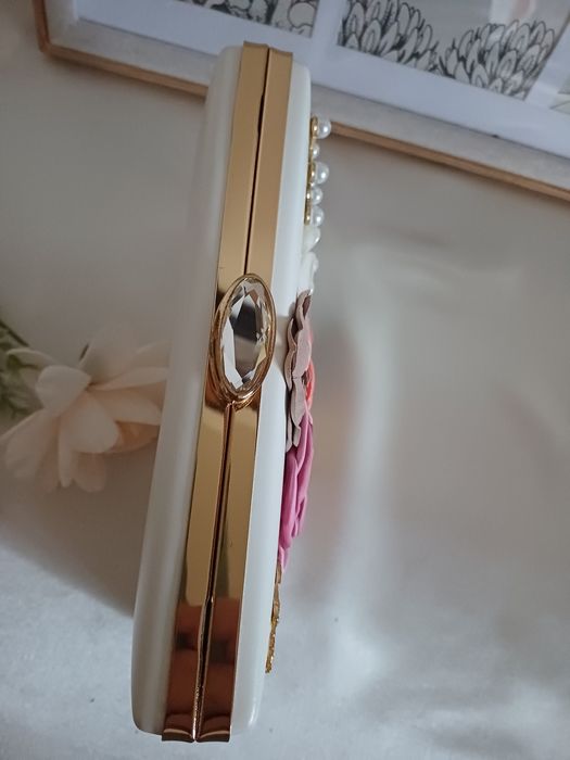 Biała Kopertówka - Kwiaty 3D