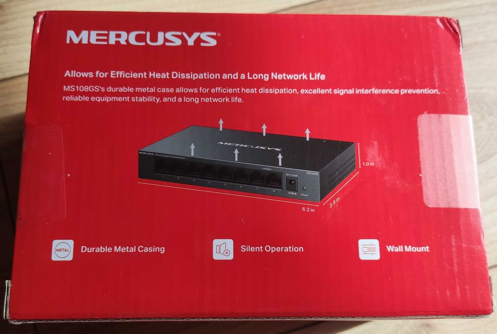 SWITCH Mercusys MS108GS 8-Portowy Przełącznik Gigabit Metalowy1000Mbps