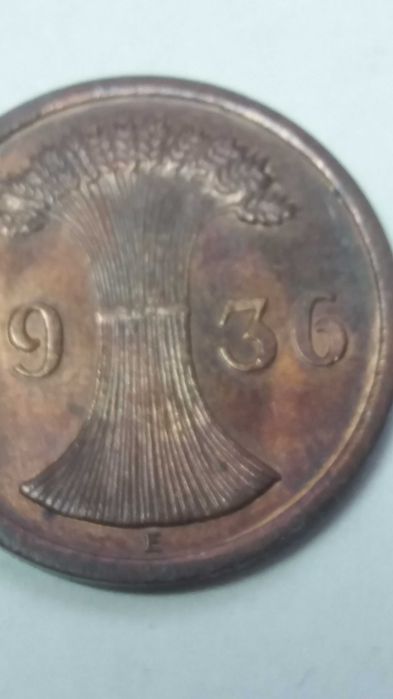 D W, stara moneta 2 reichs pfennig 1936 E Niemcy Weimar rzadka