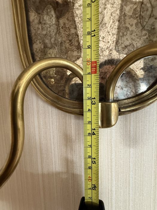 Par de apliques de parede em latão com espelho - estilo clássico