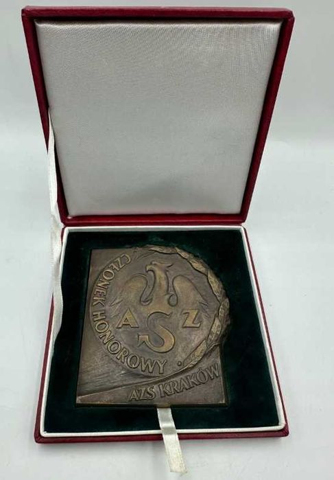 Bardzo rzadki medal plakieta Członek honorowy AZS Kraków, numerowany