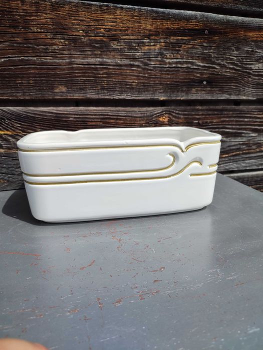 Ceramiczna osłonka - doniczka podłużna - vintage - design K10