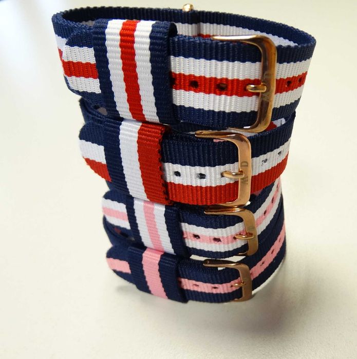 Paski parciane nylonowe do zegarka Daniel Wellington 20mm złote klamry