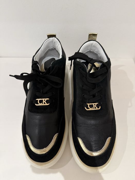 Sneakersy skórzane czarne Carinii 39 czarne