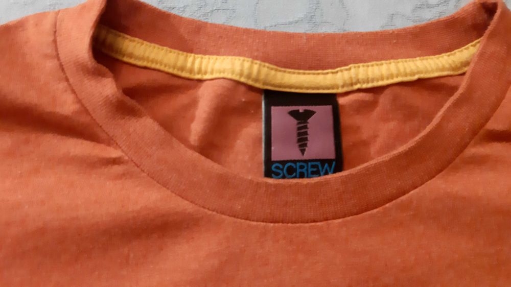 Camisola fina em algodão, laranja com estampa, SCREW