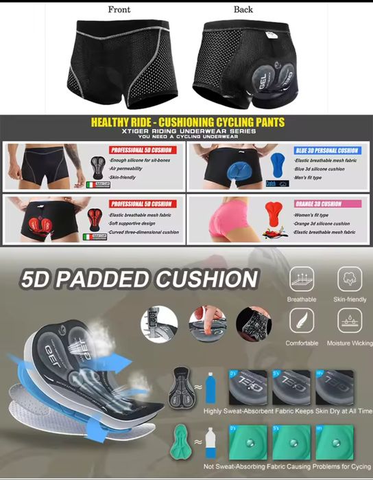 Boxer ciclismo acolchoado com GEL / Calções de ciclismo