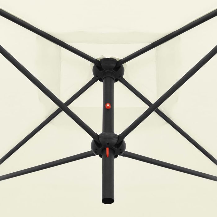 3 x Guarda-sol duplo com mastro de aço 250x250 cm branco areia