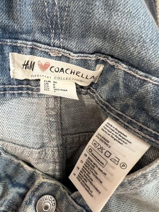 ogrodniczki krótkie spodenki jeansowe bawełna H&M Coachella 36