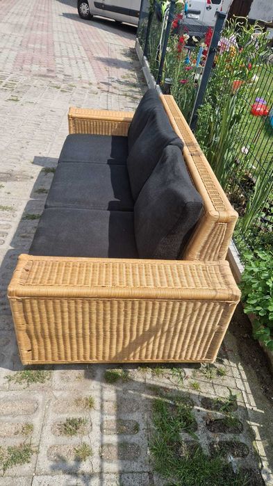 Sofa rattanowa 3os funkcja spania z rattanu ogrodowa naturalna RATTAN
