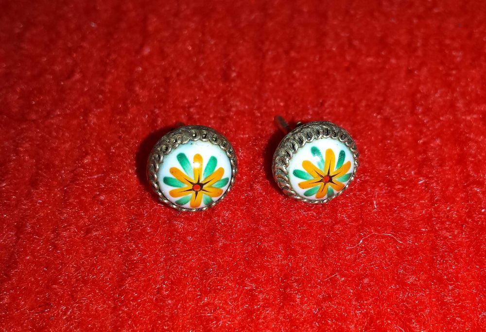 Серёжки СССР финифть серьги гвоздики пусеты