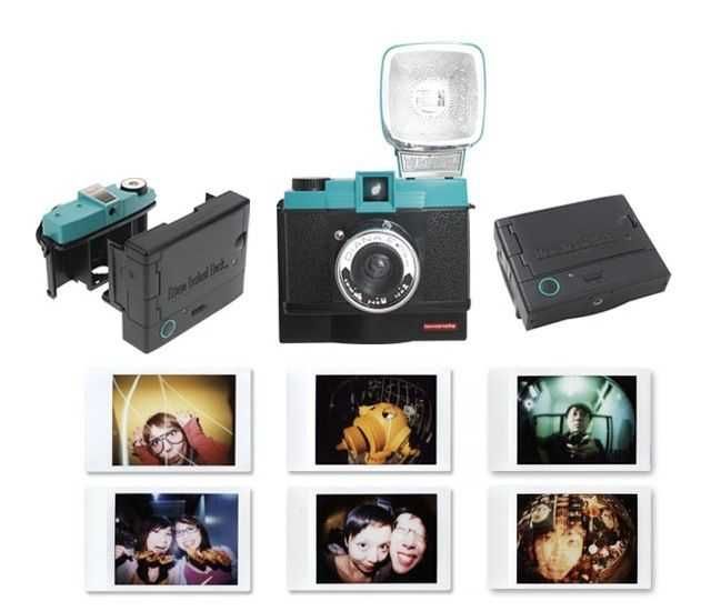 Diana F+ com back 35mm + polaroid + acessórios